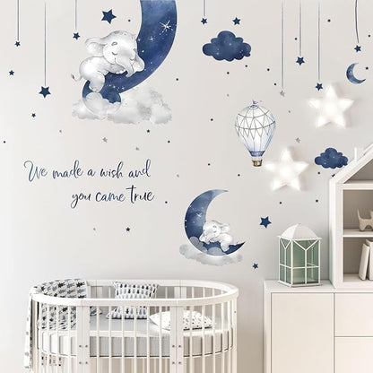 Wall Stickers Decals Kids Peel and Stick Removable for Nursery Kids Bedroom Living Room décor Boys Playroom (Blue Dream)