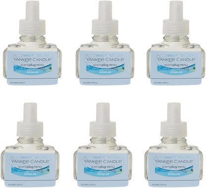 Yankee Candle ScentPlug Refill for Plug in Air Fresheners, Scented Oil Refills, Long Lasting Home Fragrance, Ocean Air (Pack of 6)