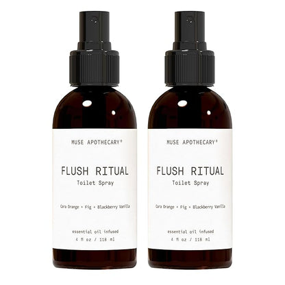 Muse Apothecary Flush Ritual - Aromatic & Refreshing Toilet Spray, Use Before You Go, 4 oz, Infused with Natural Essential Oils - Cara Orange + Fig + Blackberry Vanilla, 2 Pack