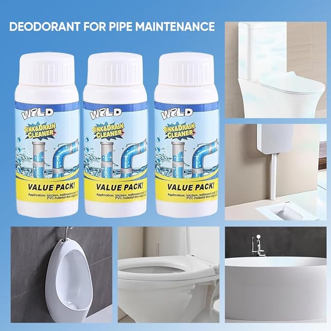 Foaming Sink & Drain Cleaner Powder, 2026 Upgraded Fast-Acting Pipe Declogger for Kitchen Bathroom Shower Toilet, Powerful Rapid Foam Drain Opener for Hair Grease & Odor Removal (1pc)