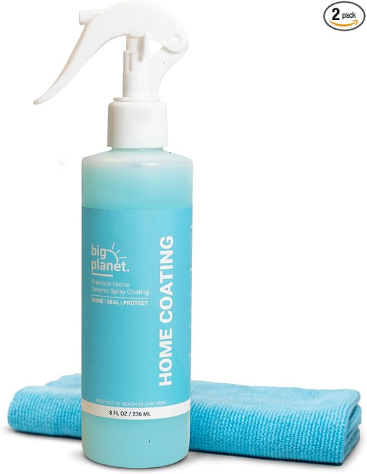 Big Planet Home Ceramic Spray Coating Kit - Seals, Shines & Protects Against Stains - For Stainless Steel, Kitchen & Bath, Appliances, Countertops, Glass, Sinks, Tile