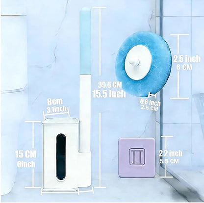 Disposable Toilet Brush Cleaning System, Includes 56 Detergent Refills, Hygienic Replaceable Brush Heads, Wall-Mounted Rotating Holder Set, Bathroom Maintenance, Toilet Cleaner