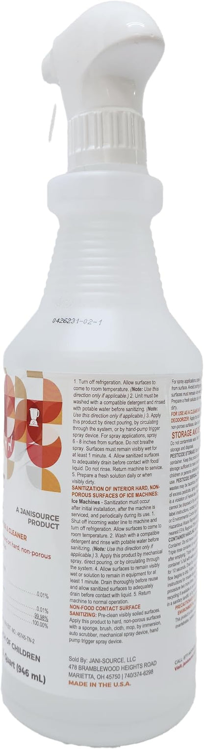 Bussit Clean Food Surface Sanitizer & Cleaner, Kills 99.9% of Kitchen Bacteria, Quart (6 Pack)