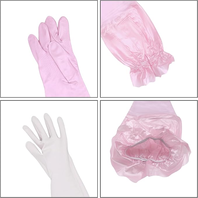 RARITYUS Household Kitchen Cleaning Gloves Waterproof Cotton Lined Dishwashing Non-Slip Long Cuff Gloves