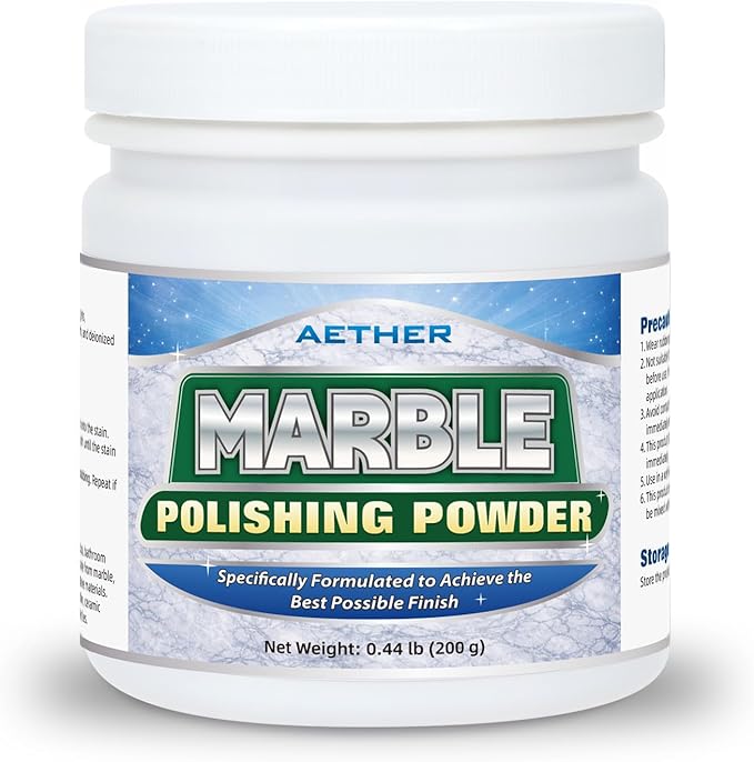 AETHER Marble Polishing Powder, Restore Shine Remove Water Stains Scratches Rings Etches, Professional Stone Polishing & Cleaning Powder for Marble Stone Granite Quartz Tile Floor Countertop Surfaces