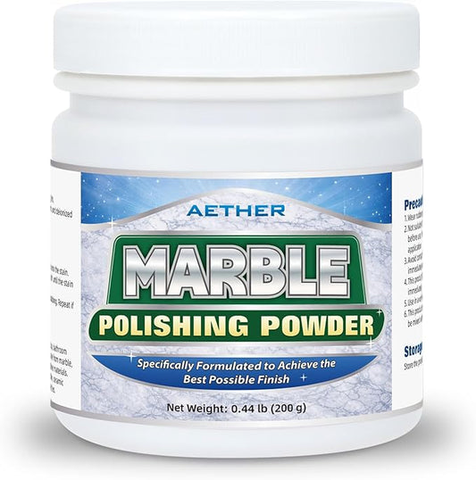 AETHER Marble Polishing Powder, Restore Shine Remove Water Stains Scratches Rings Etches, Professional Stone Polishing & Cleaning Powder for Marble Stone Granite Quartz Tile Floor Countertop Surfaces