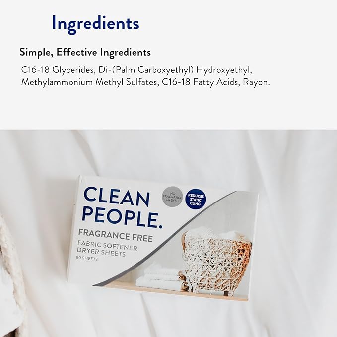 The Clean People Fabric Softener Sheets - Dryer Sheets - Softens & Removes Static Cling - Vegan Laundry Softener, Essential Oils - Fragrance Free 240 Pack