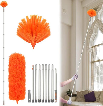 Ceiling Fan Cleaner, Extended Duster with Aluminum Pole, Adjusts 15 to 144 Inch for Bookshelves, Windows