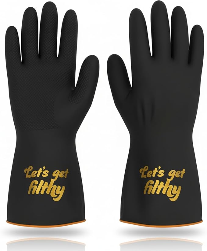 We Glove It™ Chic Black Dishwashing Gloves – Stylish, Reusable & Fun Gift with Flirty Sayings for Kitchen Cleaning