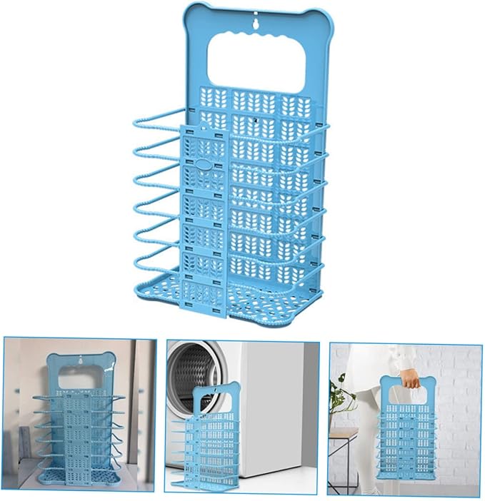Foldable Wall Mount Laundry Basket Small Saving Dirty Clothes Organizer with Large Capacity and Strong Load Bearing Easy to Install Bathroom Storage Holder for Laundry and Sundries