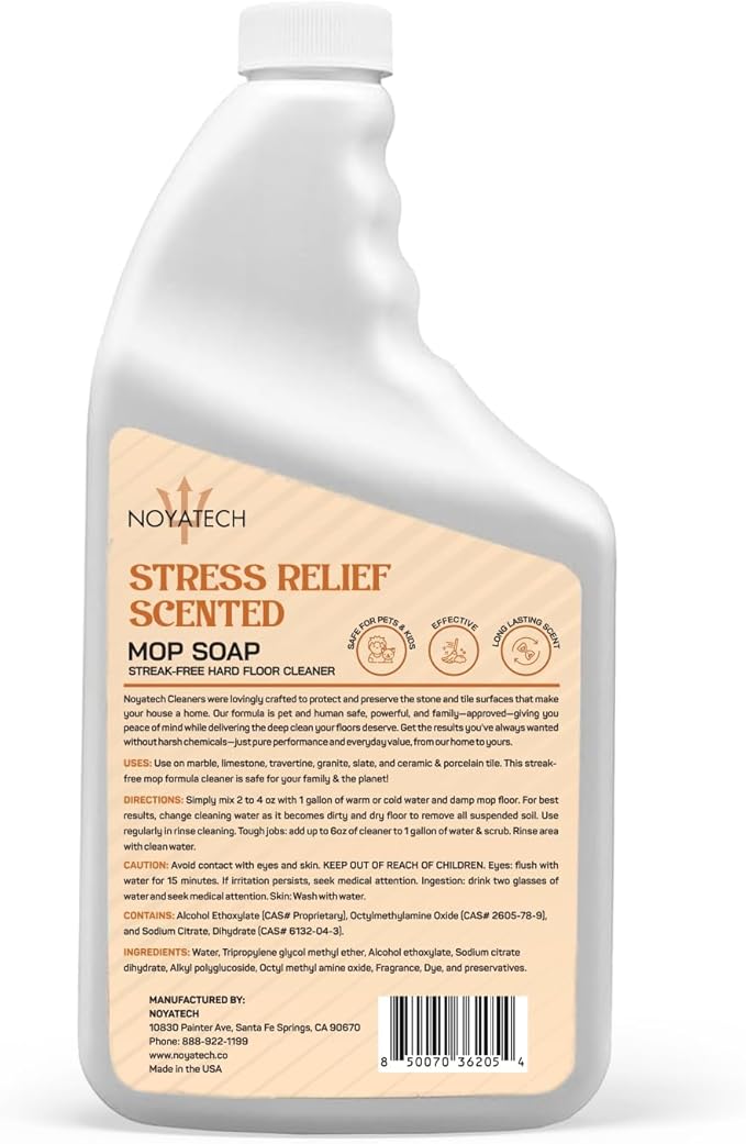 Scented Mop Soap – Stress Relief Aromatherapy Floor Cleaner Concentrate | Non-Toxic, Pet Safe, No Residue | Safe for Hardwood, Tile, Marble, Stone & Grout | All Mop Types | Made in USA