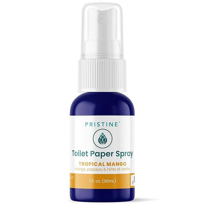 PRISTINE Toilet Paper Spray - As Seen on Shark Tank, More Natural Personal Cleansing Wipes & Flushable Wet Wipes Alternative, Spray Toilet Paper to Create Flushable Wipe, Tropical Mango, 1 fl oz