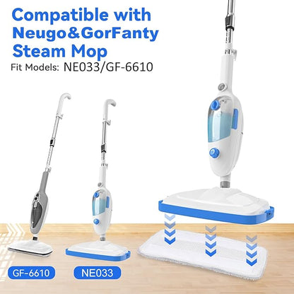 NE033/NE033M Steam Replacement Mop Pads: 6 Pack Steam Mop Cloth Compatible with Neugo NE033 NE033M Series Steam Mop, Washable & Reusable Microfiber Steam Mop Cloth for All Types of Floors (Grey)