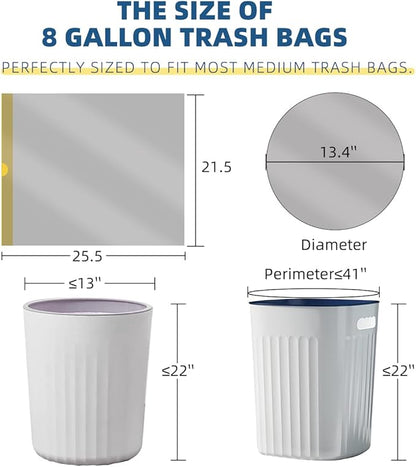 Trash Bags, Drawstring, 45 Count 8 Gallon Trash Bags/Garbage Bags, Wastebasket Liners for Bathroom Bedroom Office Trash Can