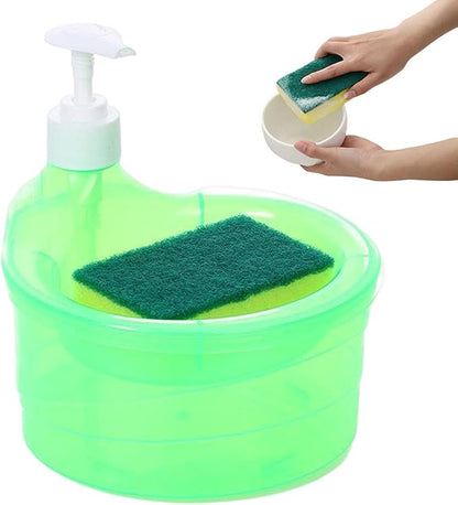 Kitchen Soap Dispenser - 2 in 1 Dish Soap and Sponge Holder, Sink Liquid Soap Pump Organizer | Dishwashing Soap Dispenser with Sponge caddyy, Refillable Soap Pump Dispenser for Kitchen Cleaning