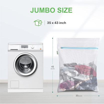 OTraki Large Mesh Washing Bag 43 x 35 in XL Laundry Bag Washer Machine Net Protector Large Washer Bag for Travel Camp College Student Dress Bedding Blanket Sheet Don't Drying, Melting 140-176℉ Blue