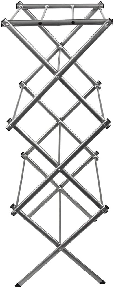 Home Vida Accordion Drying Rack – 3-Tier X-Frame Clothes Airer with Foldable Metal Design, Indoor/Outdoor Use, Silver