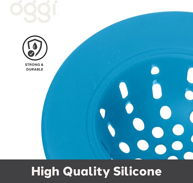 OGGI Silicone Sink Strainer- Great Kitchen Sink Strainer, Sink Drain Strainer, Drain Stopper, Sink Plug, 4.6˝ Diameter Rim, Turquoise (Pack of 2)
