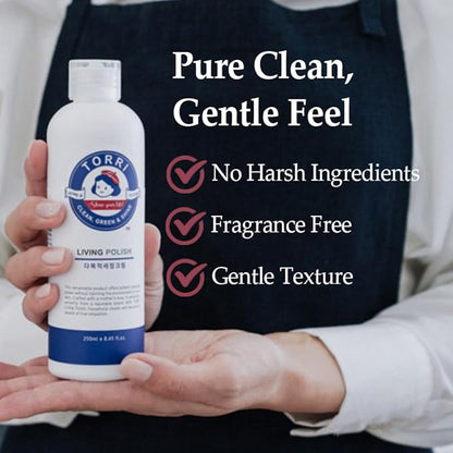 TORRI Living Polish Premium Multi Surface Cleaner & Water Stain Remover - Kitchen & Bathroom Polish for Stainless Steel, Marble, Granite, Quartz Countertops - Restores Shine, Removes Fingerprints