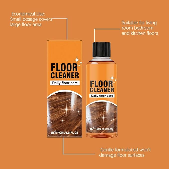 5 in 1 Floor Cleaner Polish - Hardwood Floor Cleaner for Mopping, Stain & Odor Remover, Natural Shine Restorer for Tile, Laminate, Kitchen, Bathroom Floors (1Pcs)