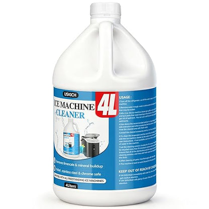 Ice Machine Cleaner Maker Descaler - Nickel Safe Descaler, Ice Maker Cleaner Compatible with Whirlpool, Scotsman, KitchenAid, Affresh, Hoshizaki, GE Opal Cleaning Kit, (1Gallon, 33 Uses)