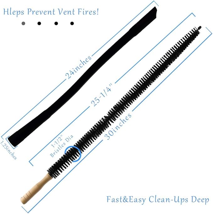 Dryer Vent Cleaner Kit -30inch Clothes Lint Trap Long Flexible Pipe Refrigerator Coil Brush and 24.4inch Flexible Crevice