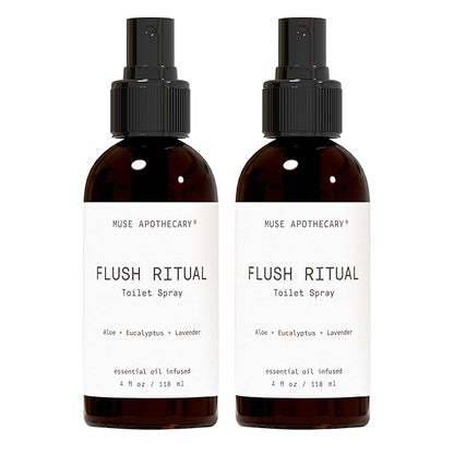 Muse Apothecary Flush Ritual - Aromatic & Refreshing Toilet Spray, Use Before You Go, 4 oz, Infused with Natural Essential Oils - Aloe + Eucalyptus + Lavender, 2 Pack