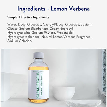 Clean People Cleaner Concentrate - All-Purpose Cleaner for Multi-Purpose Cleaning, Bathrooms, Floors, Concentrated, Recyclable Packaging (Lemon Verbena Scent) 4oz (2 Pack)
