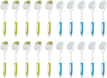 Dish Brush with Handle, Firm & Stiff Bristles Dish Scrubber for Pots, Pans & Sink Cleaning, 20 Bulk Pack