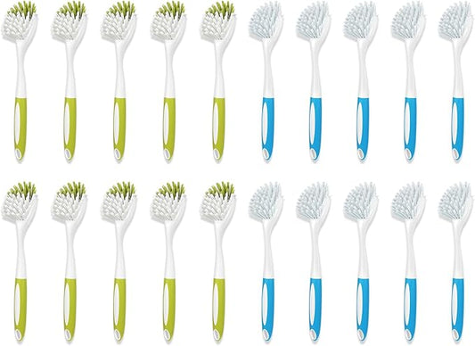 Dish Brush with Handle, Firm & Stiff Bristles Dish Scrubber for Pots, Pans & Sink Cleaning, 20 Bulk Pack