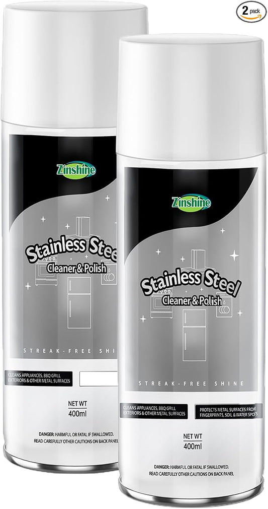 Stainless Steel Cleaner Spray, Sink Cleaner, Kitchen Appliance Cleaner, Fingerprint and Residue Remover for Kitchen Appliance, Refrigerator, Sink and Microwave(Pack of 2)