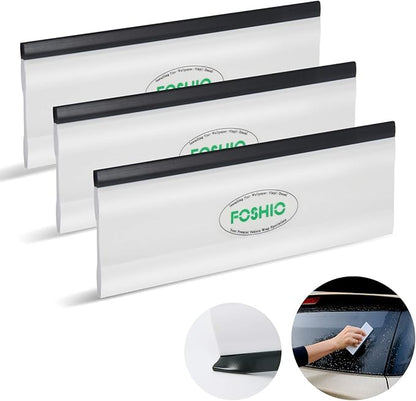 FOSHIO 6 Inch Rubber Squeegee for Kitchens, Glass, Shower and Car Windows, Pack of 3 (White)