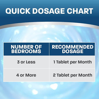 Septic Tank Cleaner Treatment, Bacteria x Natural Enzyme Flushable Bio Tabs, Rid Sewage Waste & Clean Field System, 1 Year of Tablets