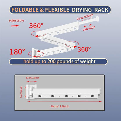 Clothes Drying Rack, Laundry Drying Rack Wall Mount for Bathroom, Retractable and Foldable Clothes Hanging Rack for Indoor, Space Saver for Laundry Room, Balcony, Closet, Bedroom(3-Fold),White