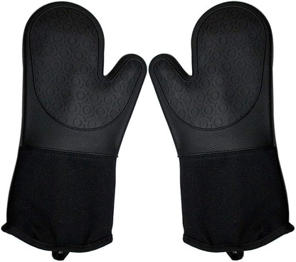 DoMii Professional Silicone Oven Mitts Baking Gloves Elbow Length Heat Resistant Quilted Gloves 2-Pack 14.2" Y