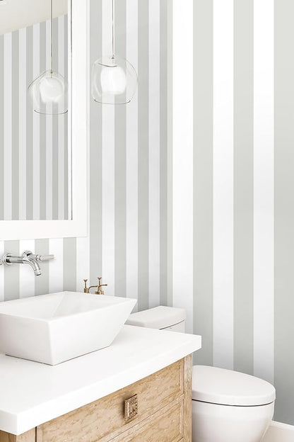 Guvana 17.7"x197" Striped Peel and Stick Wallpaper Grey and White Contact Paper Modern Removable Wallpaper Gray Striped Self-Adhesive Contact Paper for Livingroom Cabinets Decor