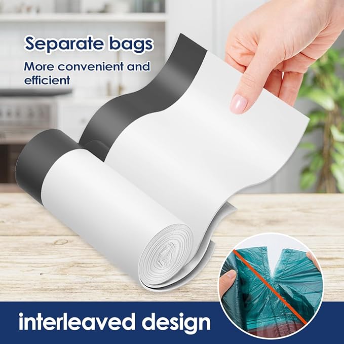 1.3 Gallon 100 Counts (fit 1.3-1.5 Gal) Mini Drawstring Trash Bags Garbage Bags, 4-5L Small Plastic Trash Can Liner fit 1,1.2-1.5 Gal Waste Basket for Home Office Kitchen Bathroom, White