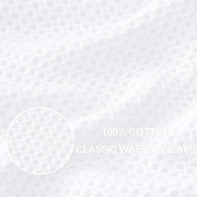Homaxy 100% Cotton Oversized Waffle Weave Kitchen Dish Towels, Ultra Soft Absorbent Quick Drying Cleaning Towel, 20 x 28 Inches, 4-Pack, White