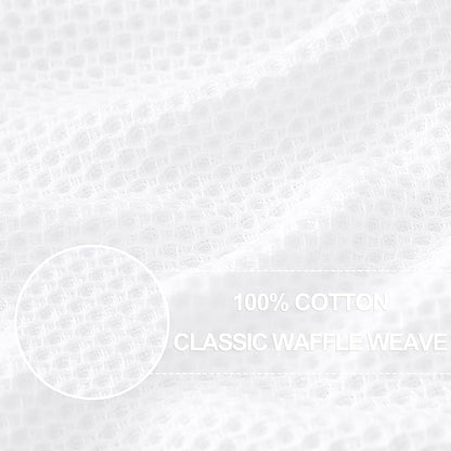 Homaxy 100% Cotton Waffle Weave Kitchen Dish Towels, Ultra Soft Absorbent Quick Drying Cleaning Towel, 13 x 28 Inches, 12-Pack, White