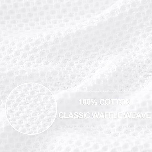 Homaxy 100% Cotton Waffle Weave Kitchen Dish Towels, Ultra Soft Absorbent Quick Drying Cleaning Towel, 13 x 28 Inches, 6-Pack, White