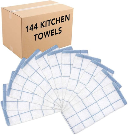 Arkwright Kitchen Tea Towels - (Bulk Case of 144) Soft, 100% Cotton Terry Dishcloths, Highly Absorbent & Quick Dry, Hand Washcloths for Washing, Drying, and Cleaning, 15 x 25 in, Blue