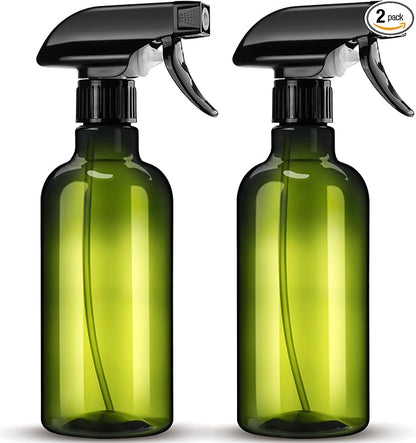DIYSELF 2 Pack Spray Bottle for Cleaning Plastic Spray Bottles 16 oz 500ml Squirt Bottle for Hair Plants Pets Water Liquids Lab Empty Spray Bottles for Home and Garden, Lab Weighing Bottles (Green)