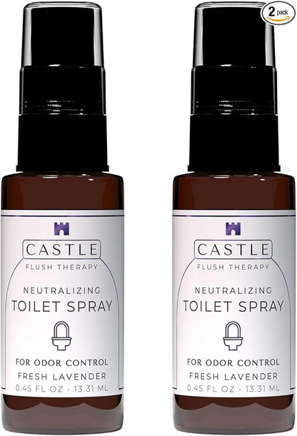 Toilet Spray For Poop 0.45oz (2 Pack) Fresh Lavender - Travel Bathroom Spray Odor Eliminator Natural Bathroom Odor Eliminator Portable Toilet Deodorizer Freshener Travel Size Air Freshener For Home
