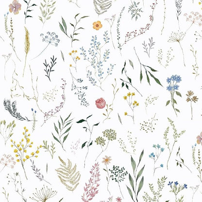 Dimoon 78.7"x16.1" Floral Peel and Stick Wallpaper White Contact Paper Thicken Wallpaper Delicate Flower Waterproof Green Leaf White Self Adhesive Removable Wall Paper Shelf Liner Decal Vinyl Roll