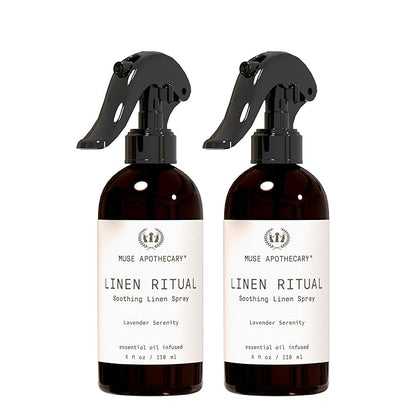Muse Apothecary Linen Ritual - Aromatic, Soothing, and Relaxing Linen Spray for Bedding, Laundry and Fabric Spray Freshener - Infused with Aromatherapy Essential Oils - Lavender Serenity