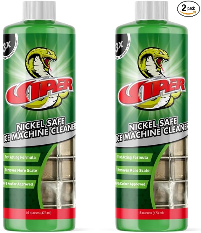 Viper by Refrigeration Technologies Nickel-Safe Ice Machine Cleaner (RT500N) | 2x - 16 fl oz Bottles | Approved for Nickel Plated & Stainless Steel Evaporators | For Ice Machines Producing 250+ lb/day