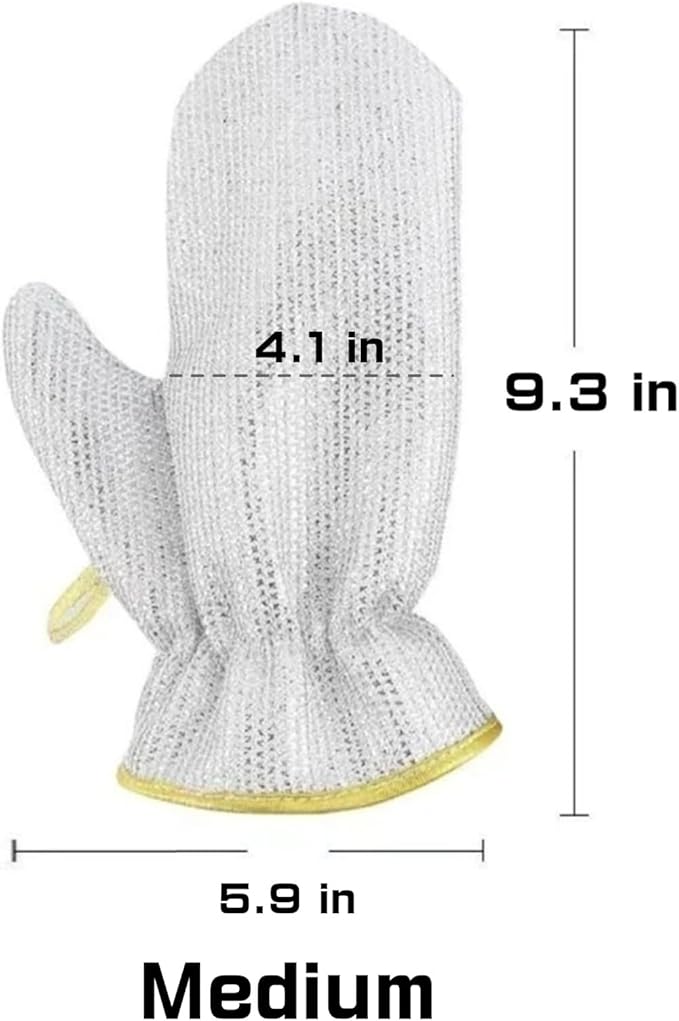 Dishwashing Gloves Non-Scratch Nylon Cleaning Mittens Stainless Steel Wire Balls Hanging Strap for Kitchen Housework