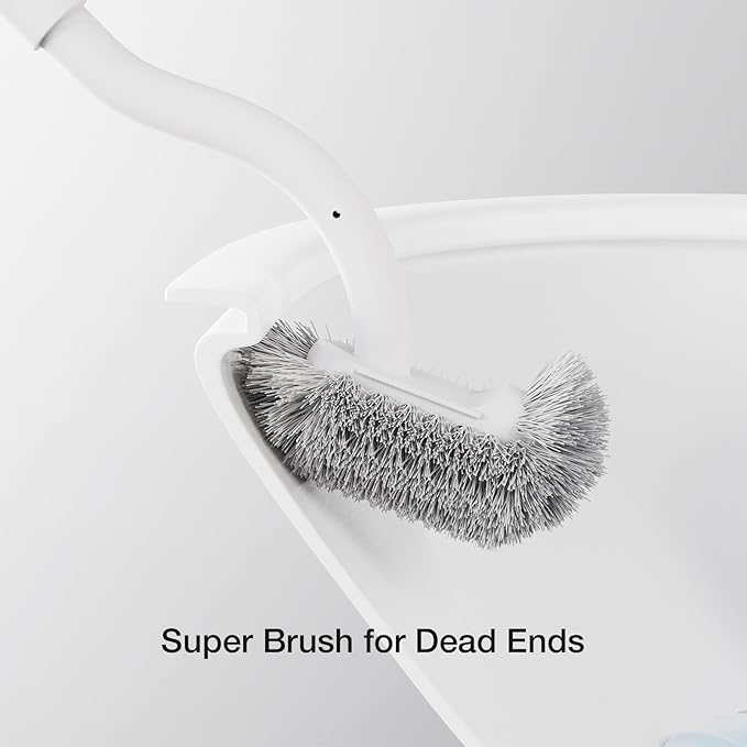Toilet Cleaner Brush, Diveotree Toilet Brush and Holder for Dead Corner Cleaning, Wall Mounted Toilet Bowl Brush for Bathroom Decor, Toilet Scrubber Brush for Home/Hotel (White, Square-1pack)