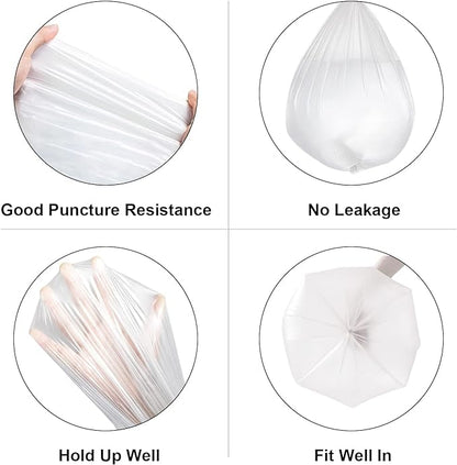 120 Count 8 Gallon Trash Bags Unscented - Thick Clear Medium Garbage bags, 30 Liter Strong Plastic Wastebasket Can Liners for Kitchen Home Bathroom Office