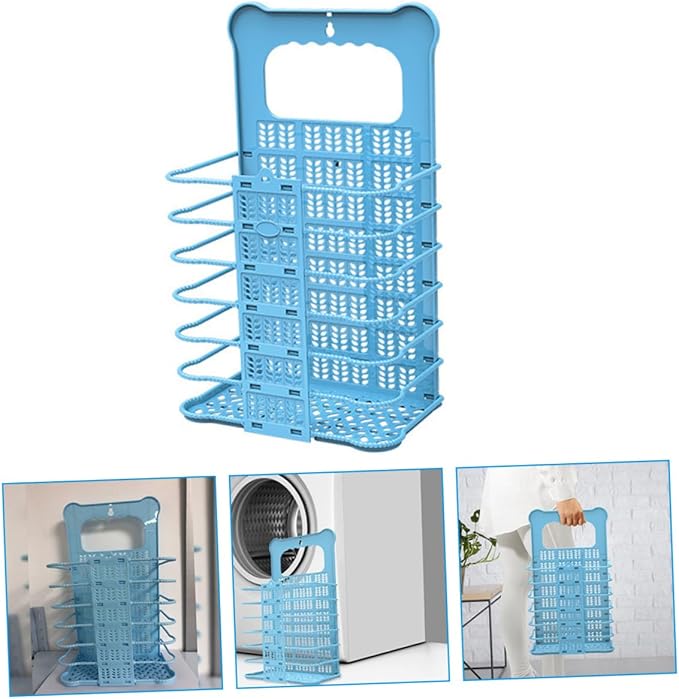 Luxshiny Plastic Laundry Baskets Wall Mount Storage Organizer Collapsible Bucket